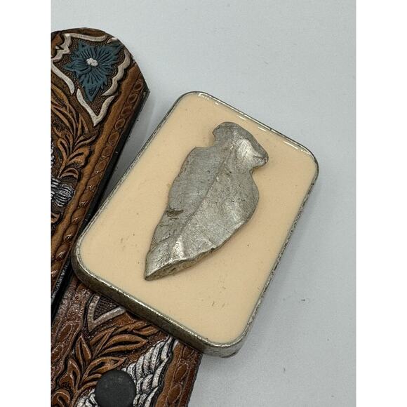 Allison Daniel Design Brown Leather Eagle Silver Tooled Belt Arrowhead Buckle 38 main image 4
